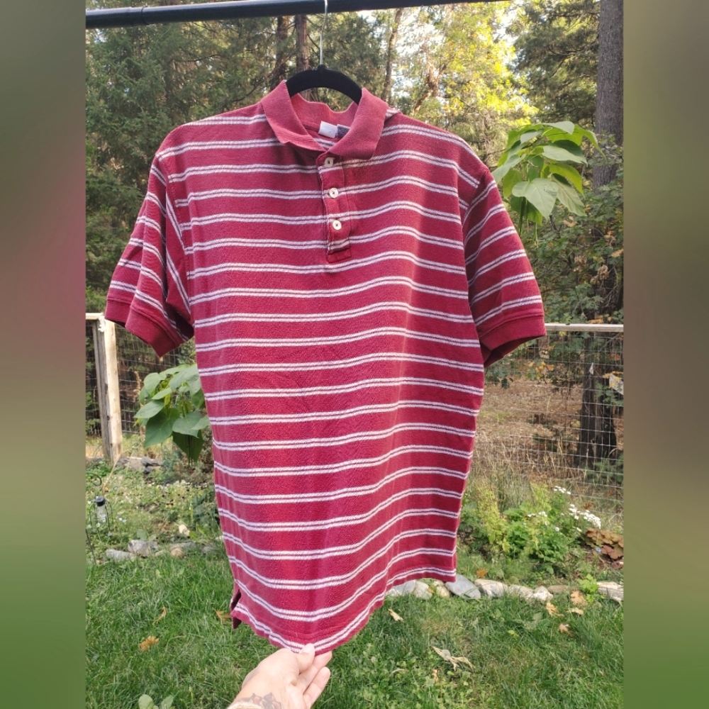Cherokee Vintage 100% Cotton Striped Polo Shirt M